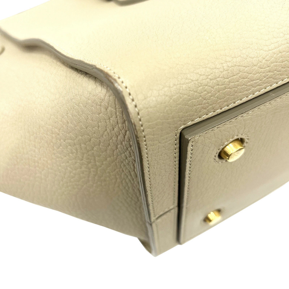 CELINE Tie Bag Leather Tote Handbag Gray Beige Greige Gray - Picture 8 of 11